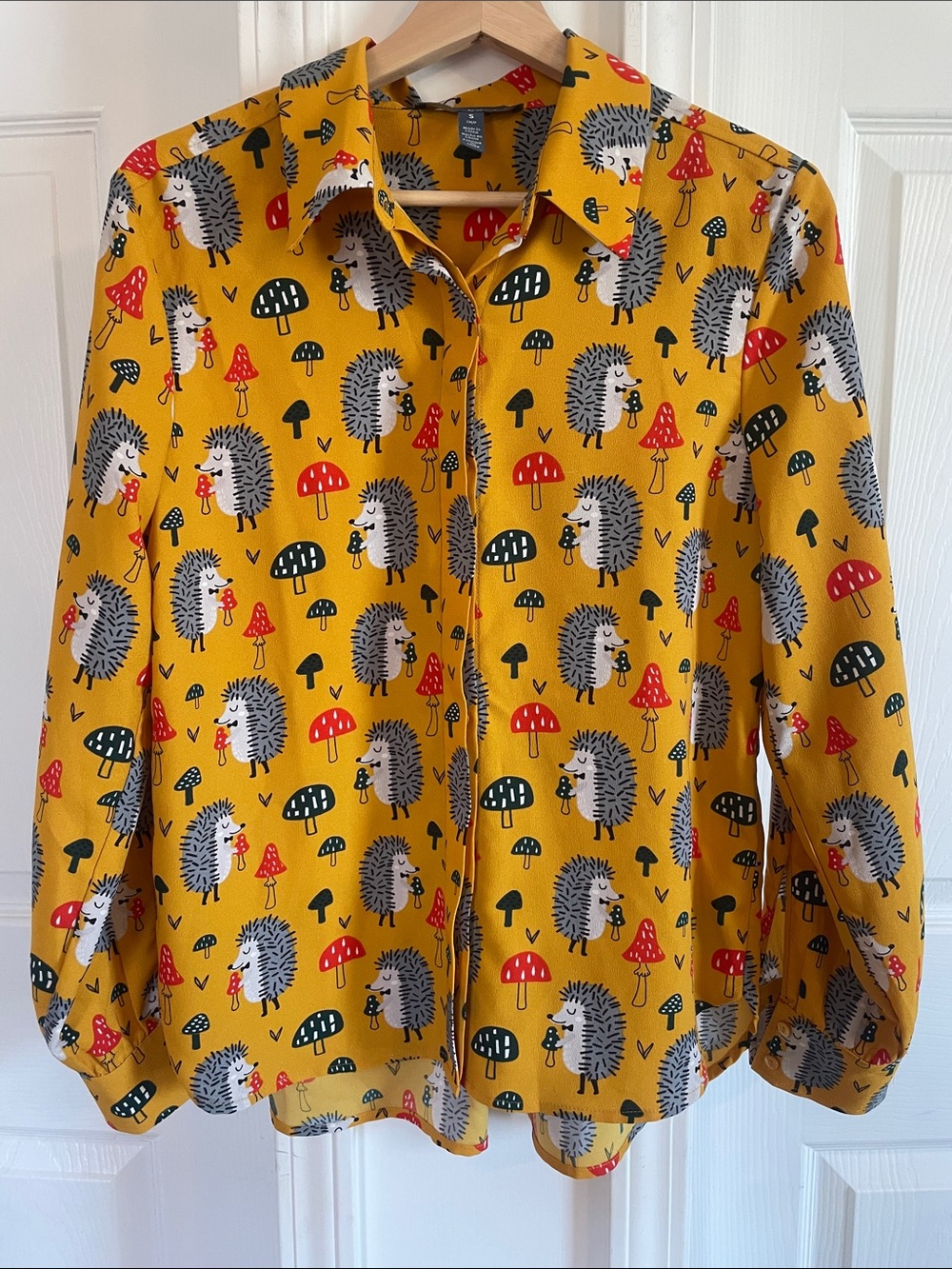 ModCloth Hedgehog & Mushroom Button-Up Blouse